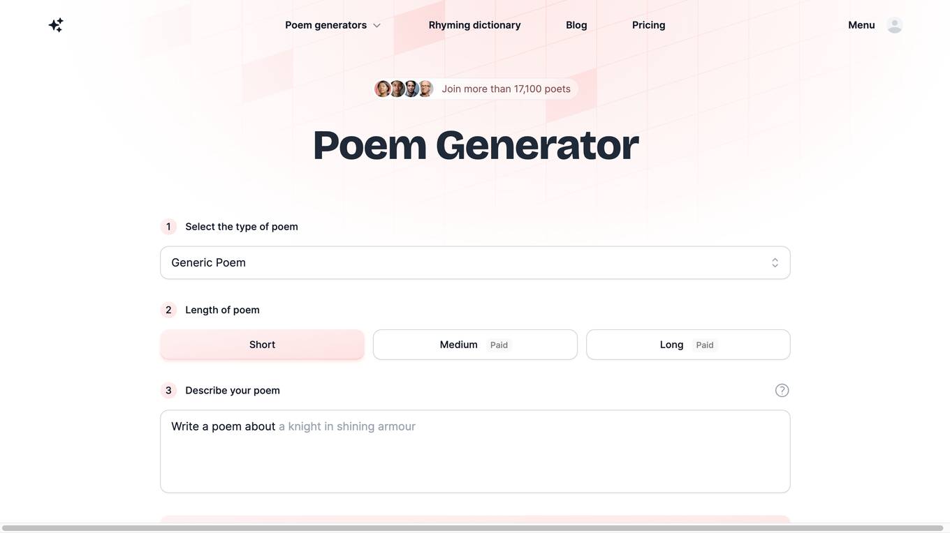 PoemGenerator.com Screenshot