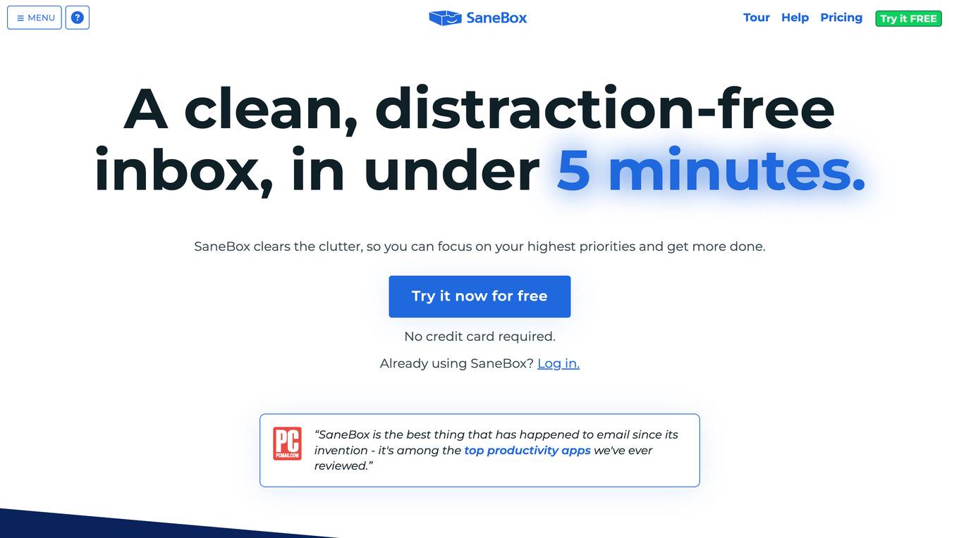 SaneBox screenshot