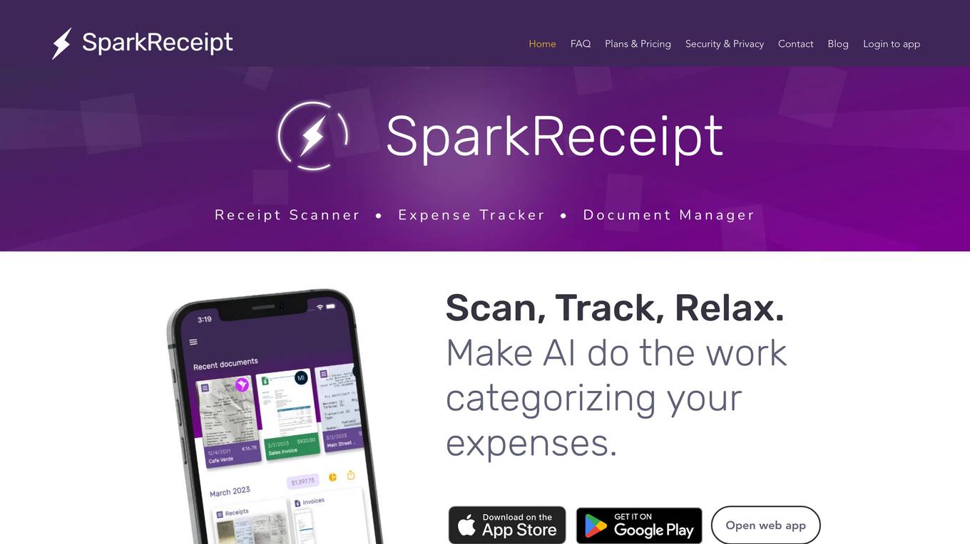 SparkReceipt screenshot