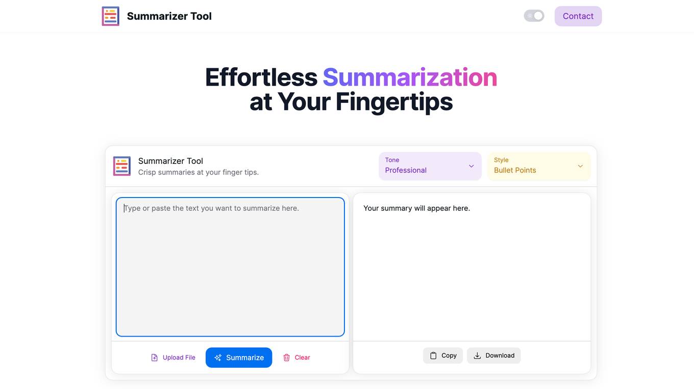 Summarizer Tool Screenshot