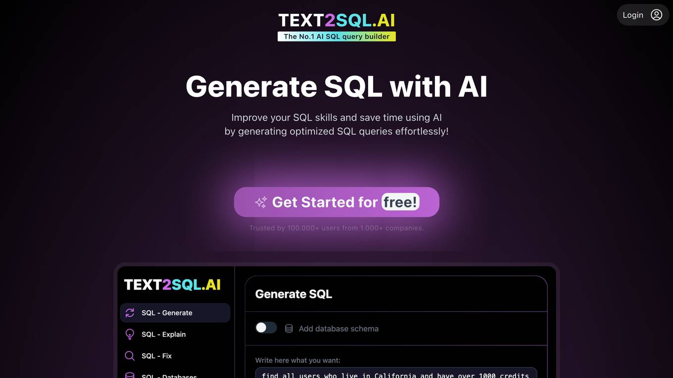 Text2SQL.AI screenshot