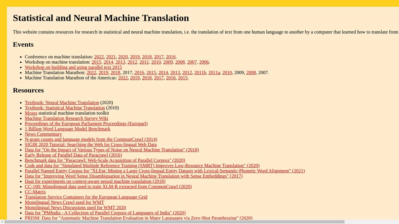 Machine Translation Research Hub Screenshot