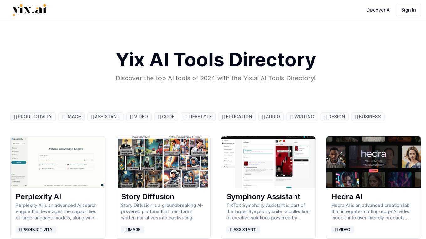 Yix AI Tools Directory screenshot