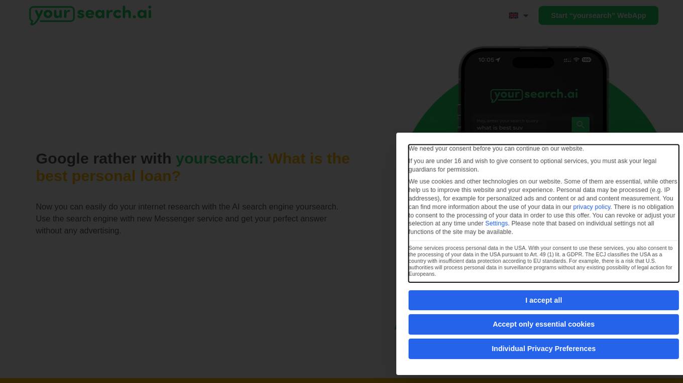 Yoursearch.ai Screenshot