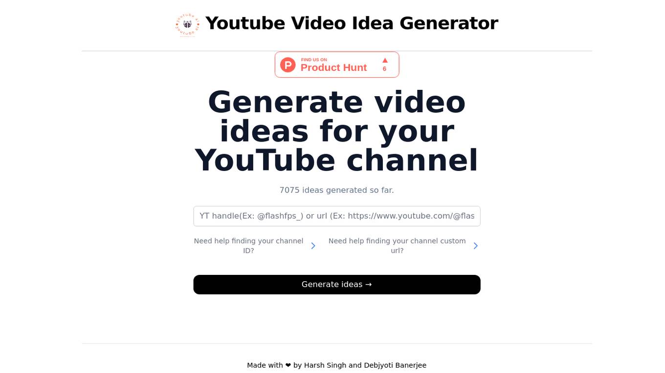 YouTube Video Ideas Generator screenshot