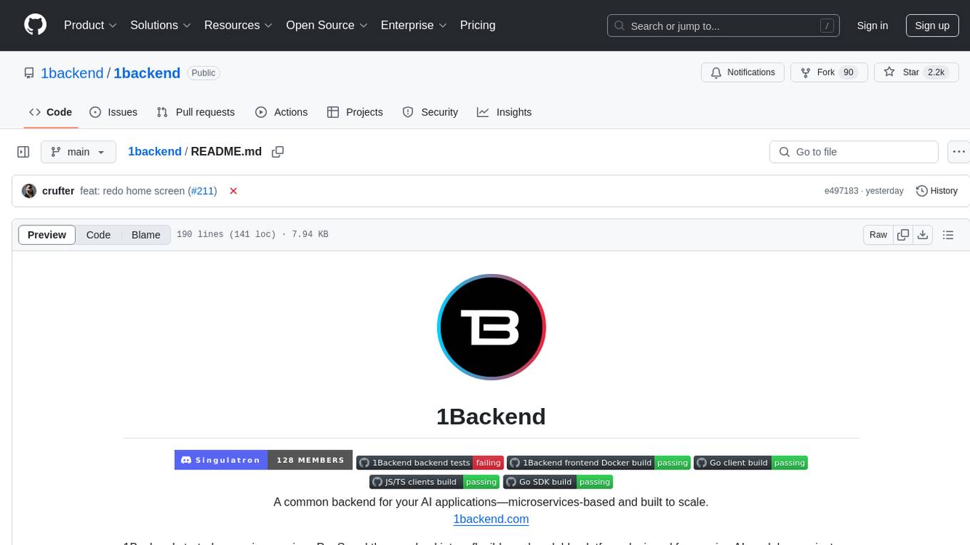 1backend Screenshot