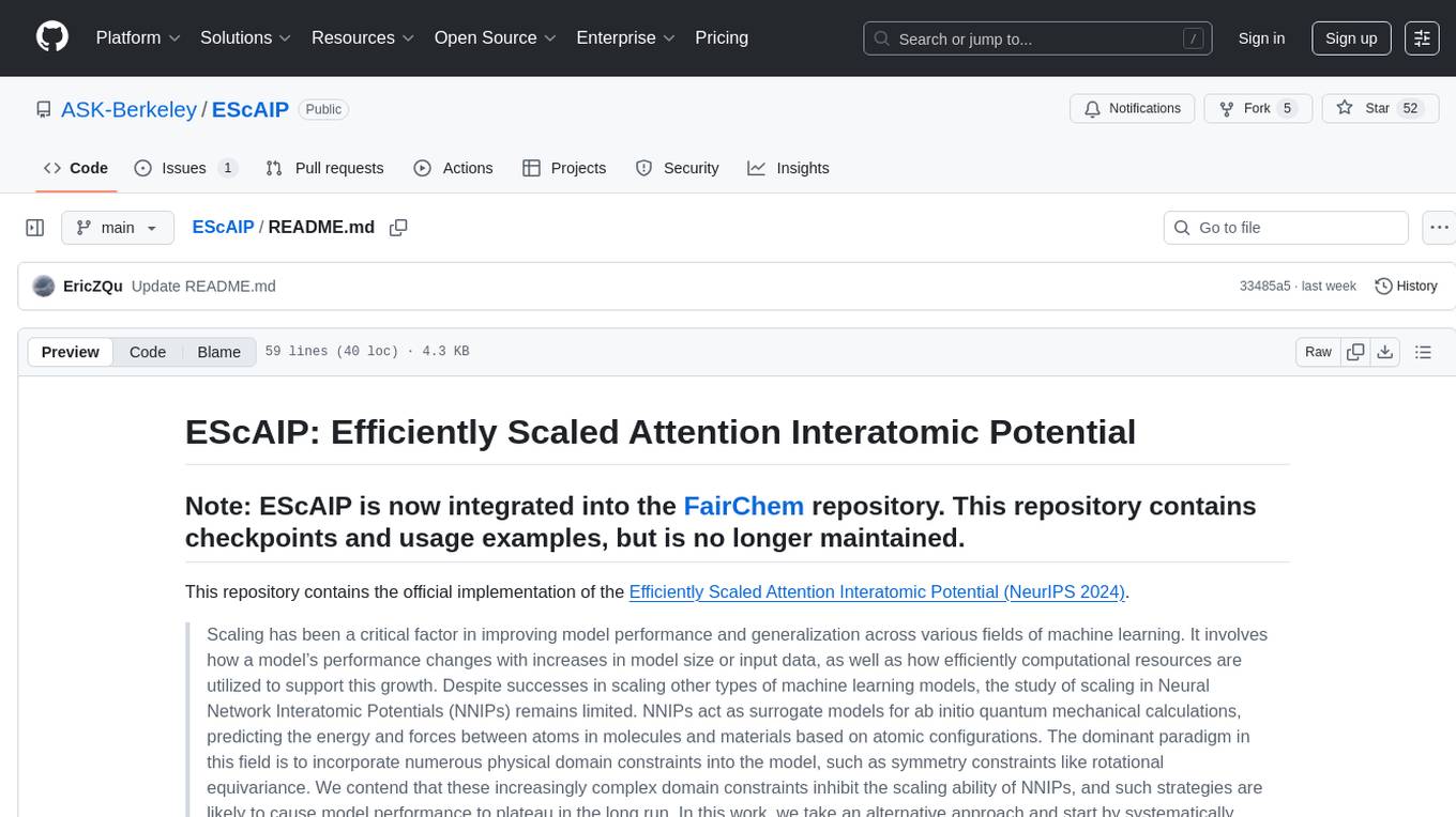 EScAIP Screenshot