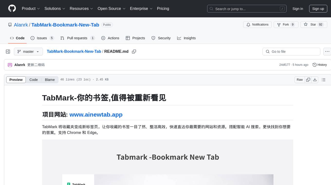 TabMark-Bookmark-New-Tab Screenshot