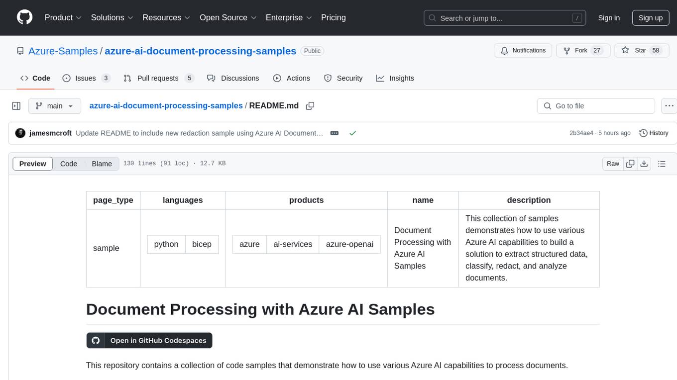 azure-ai-document-processing-samples Screenshot