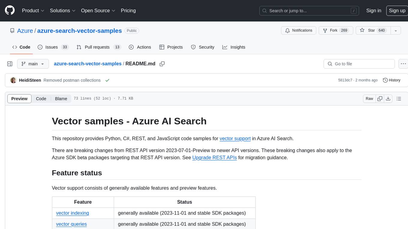 azure-search-vector-samples Screenshot