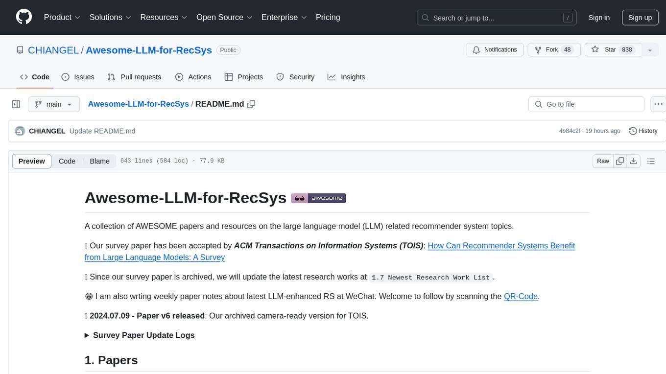 Awesome-LLM-for-RecSys Screenshot