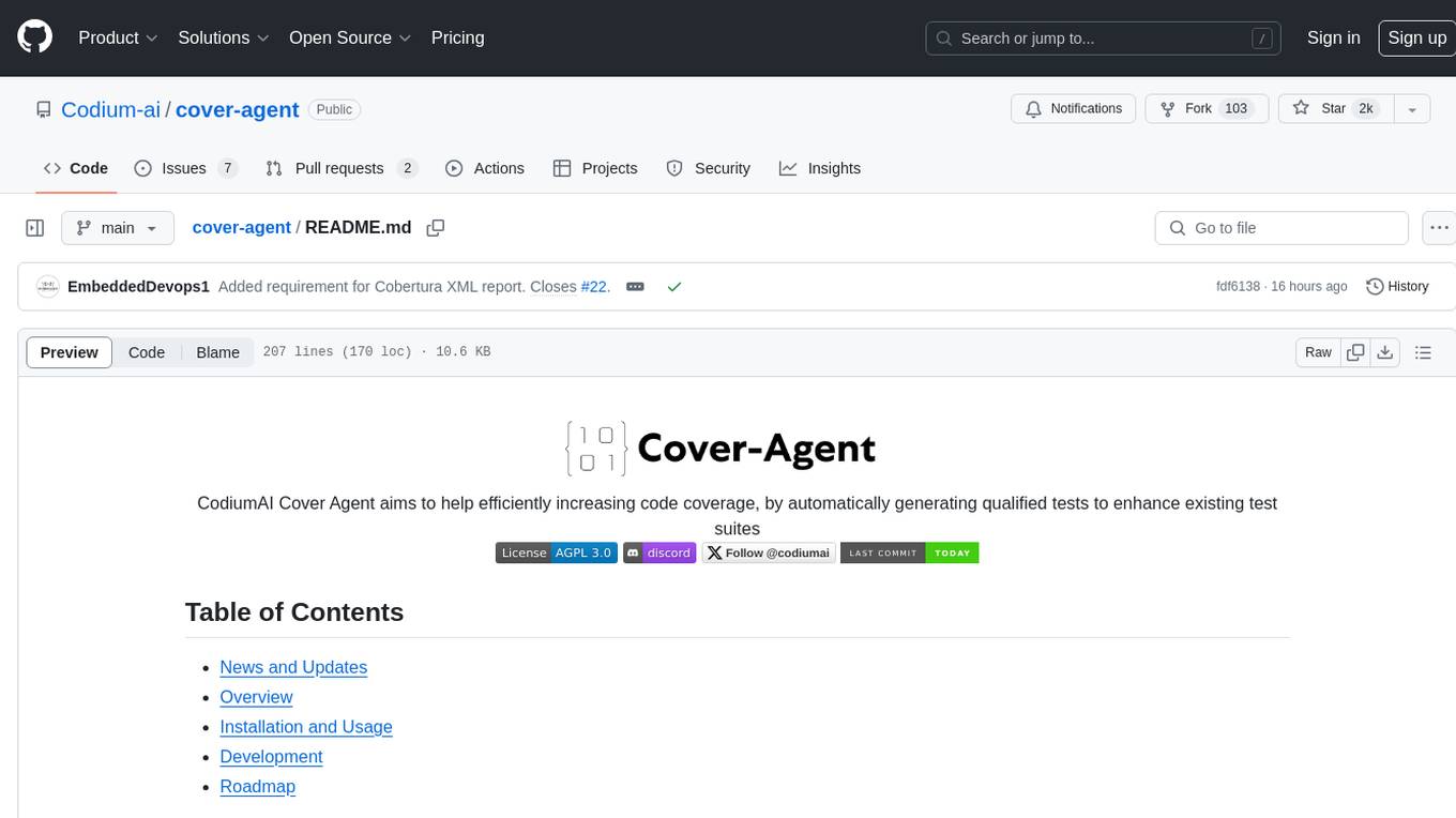 cover-agent Screenshot