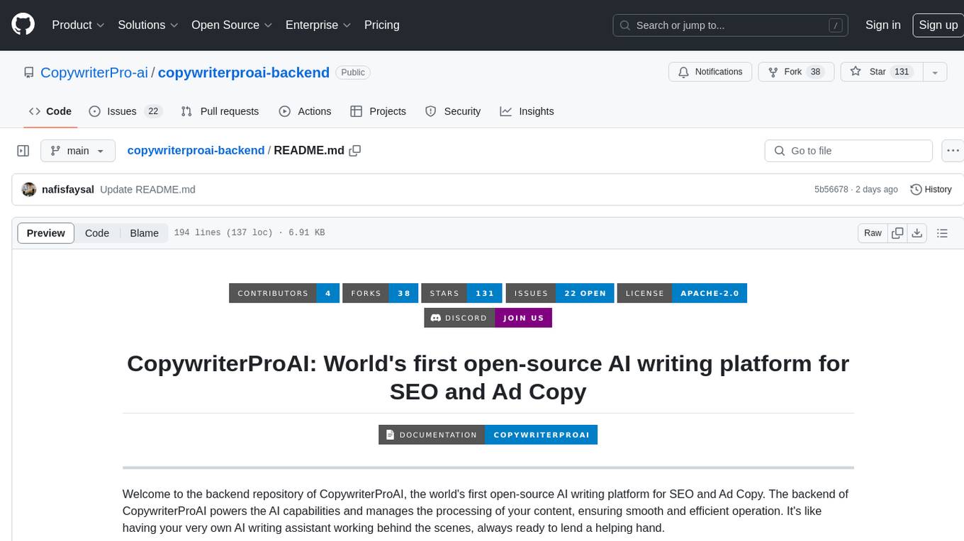 copywriterproai-backend Screenshot