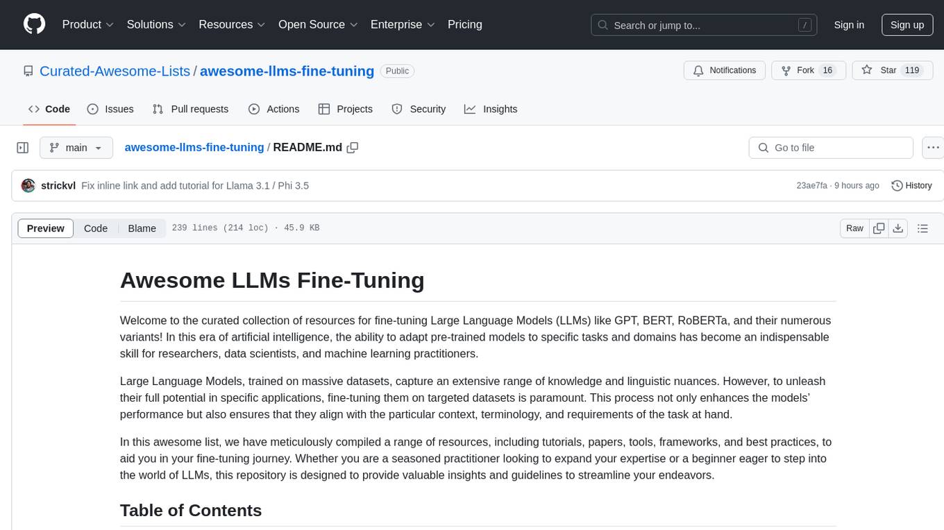 awesome-llms-fine-tuning Screenshot