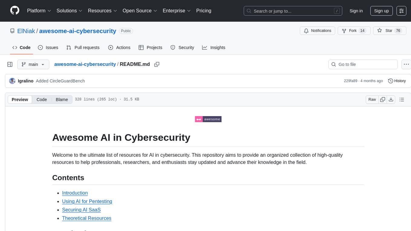 awesome-ai-cybersecurity Screenshot
