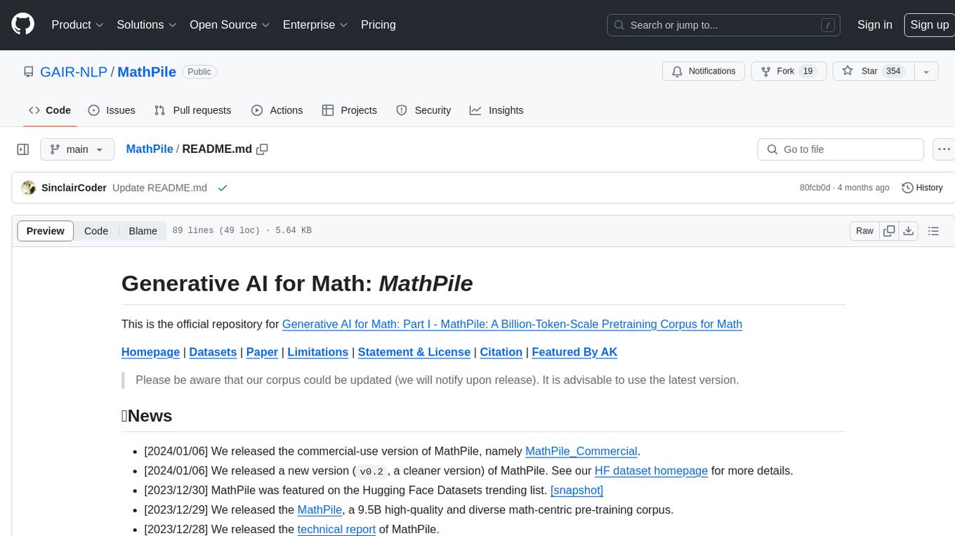 MathPile Screenshot