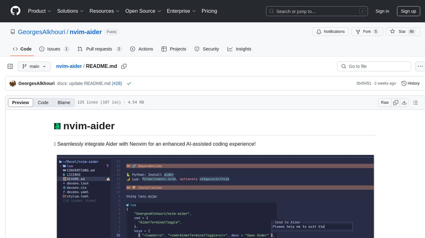 nvim-aider Screenshot