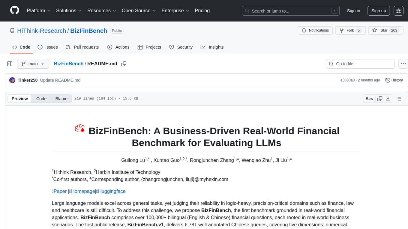 BizFinBench Screenshot