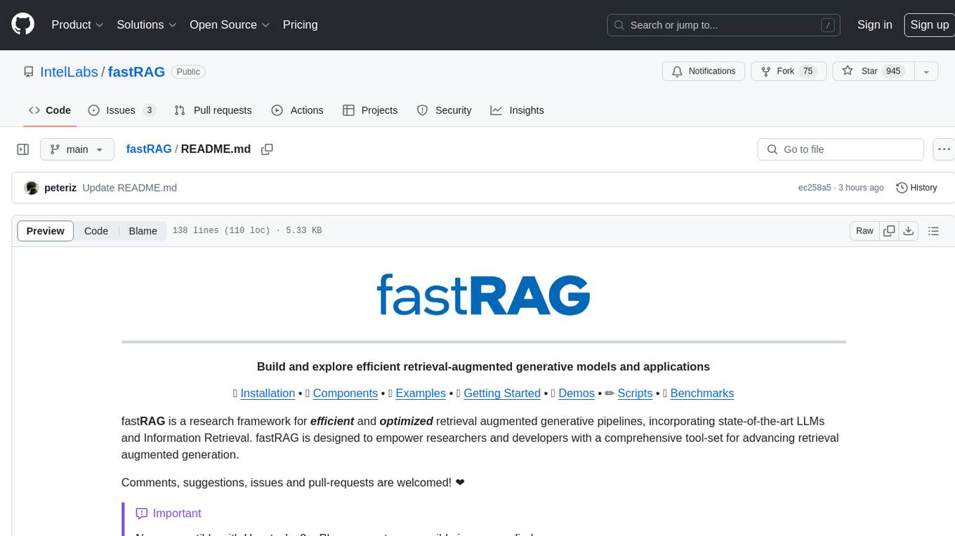 fastRAG Screenshot