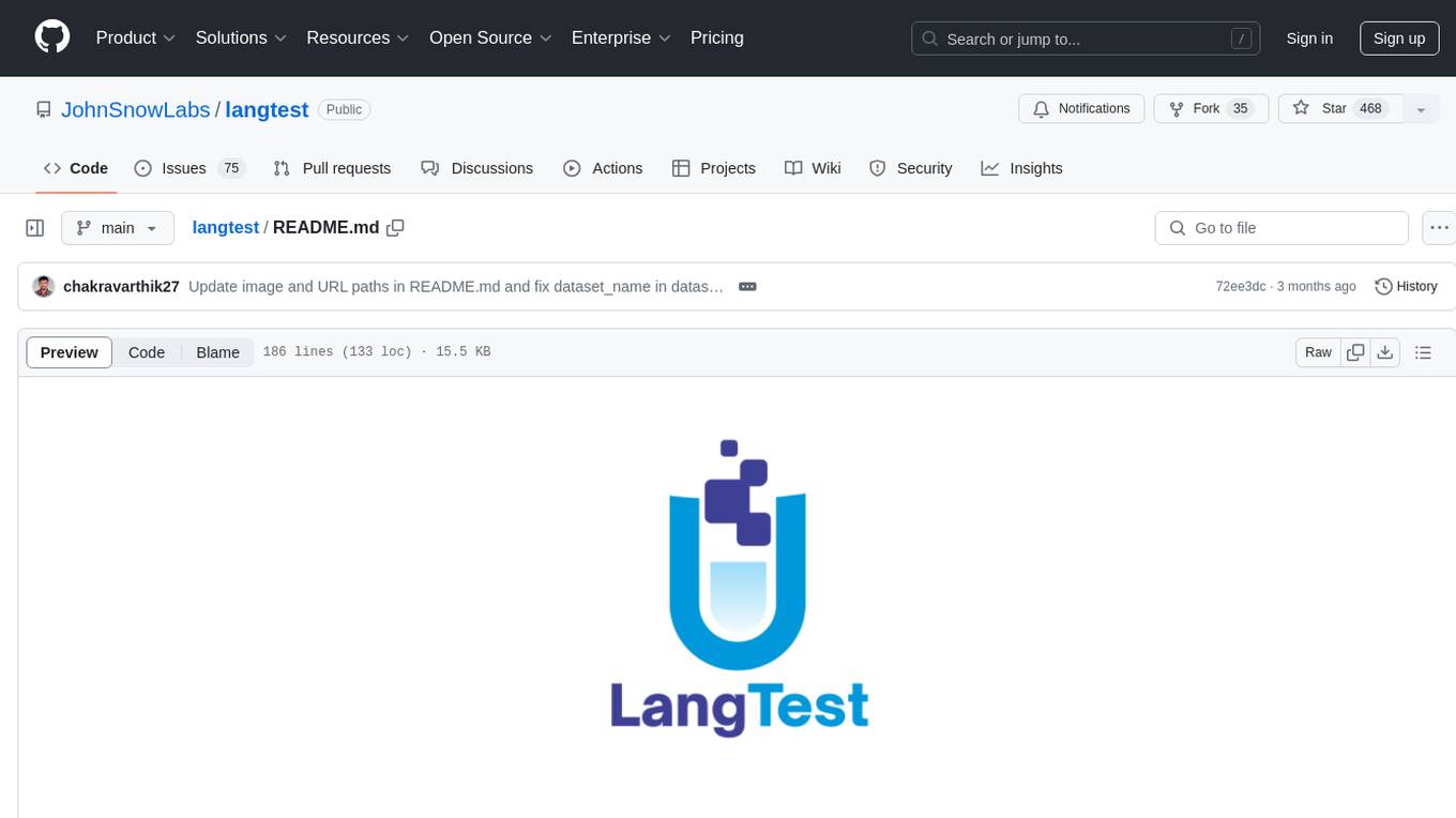 langtest Screenshot