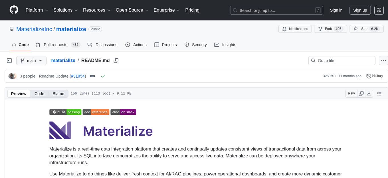 materialize Screenshot