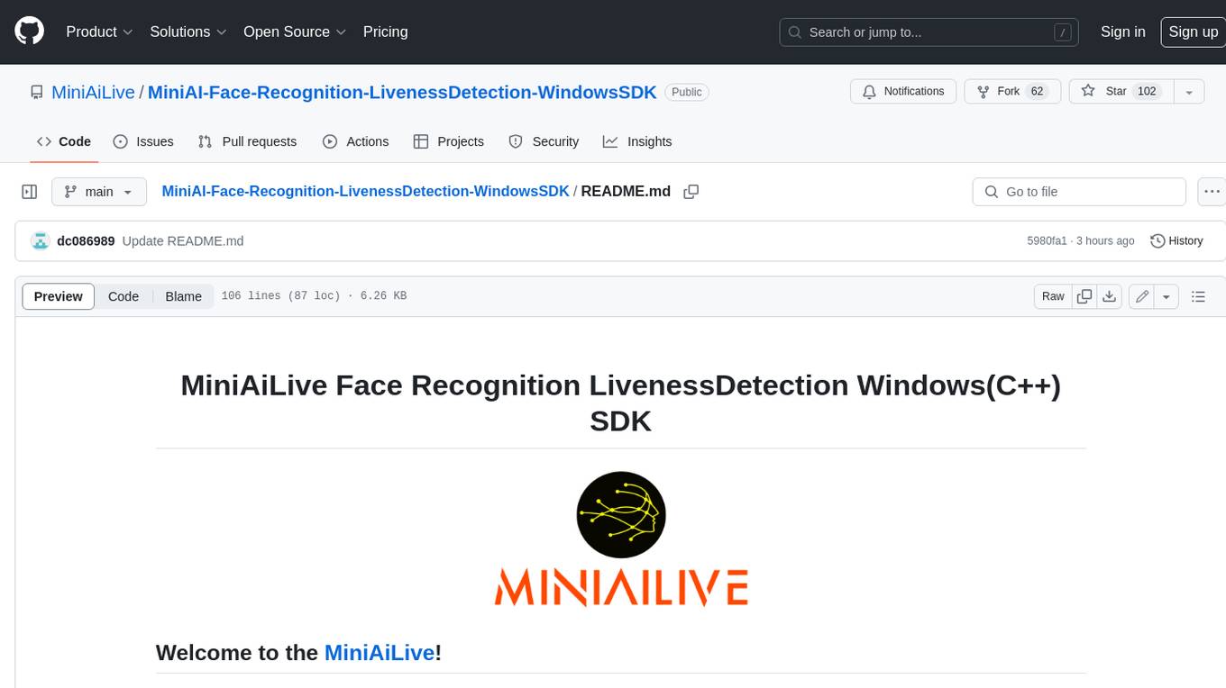 MiniAI-Face-Recognition-LivenessDetection-WindowsSDK Screenshot