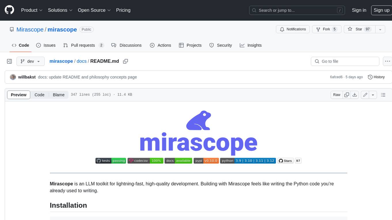 mirascope Screenshot