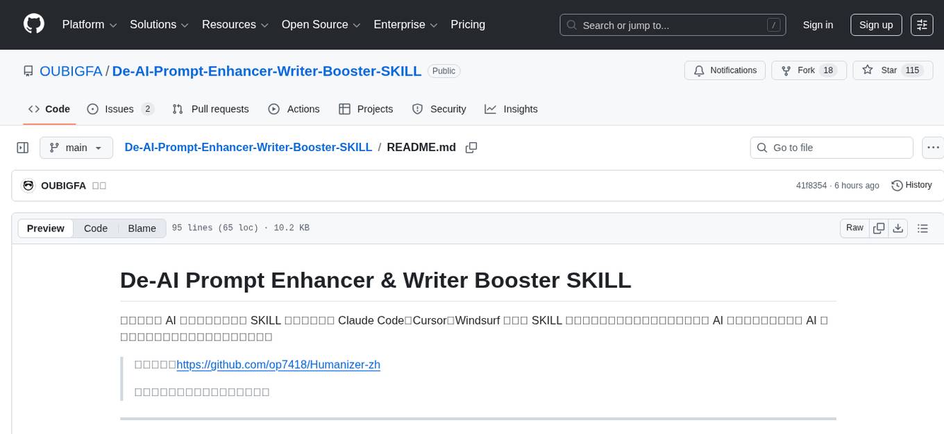 De-AI-Prompt-Enhancer-Writer-Booster-SKILL Screenshot