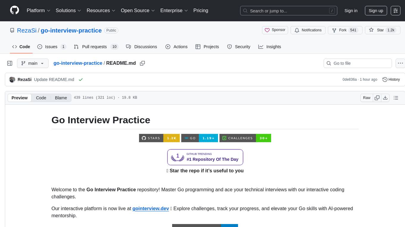 go-interview-practice Screenshot