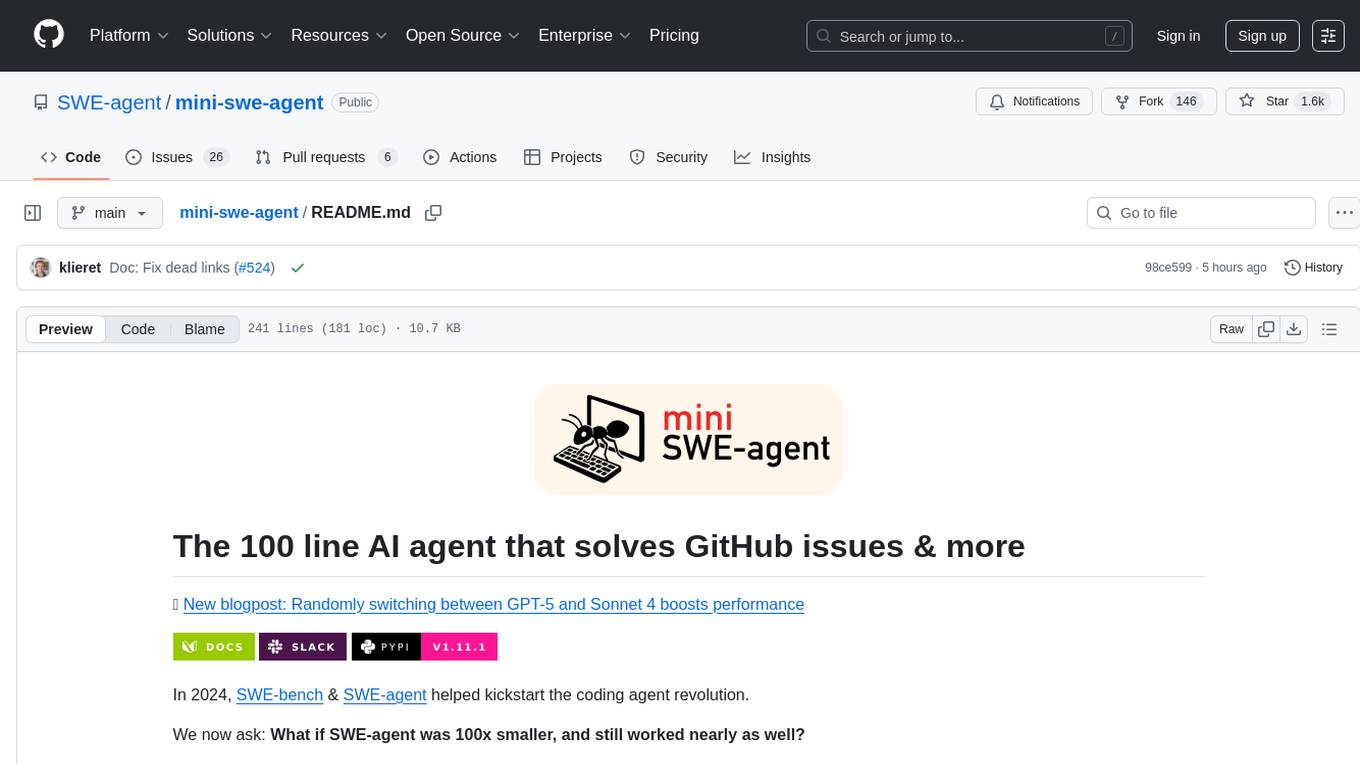 mini-swe-agent Screenshot
