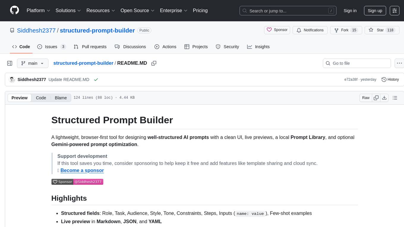 structured-prompt-builder Screenshot