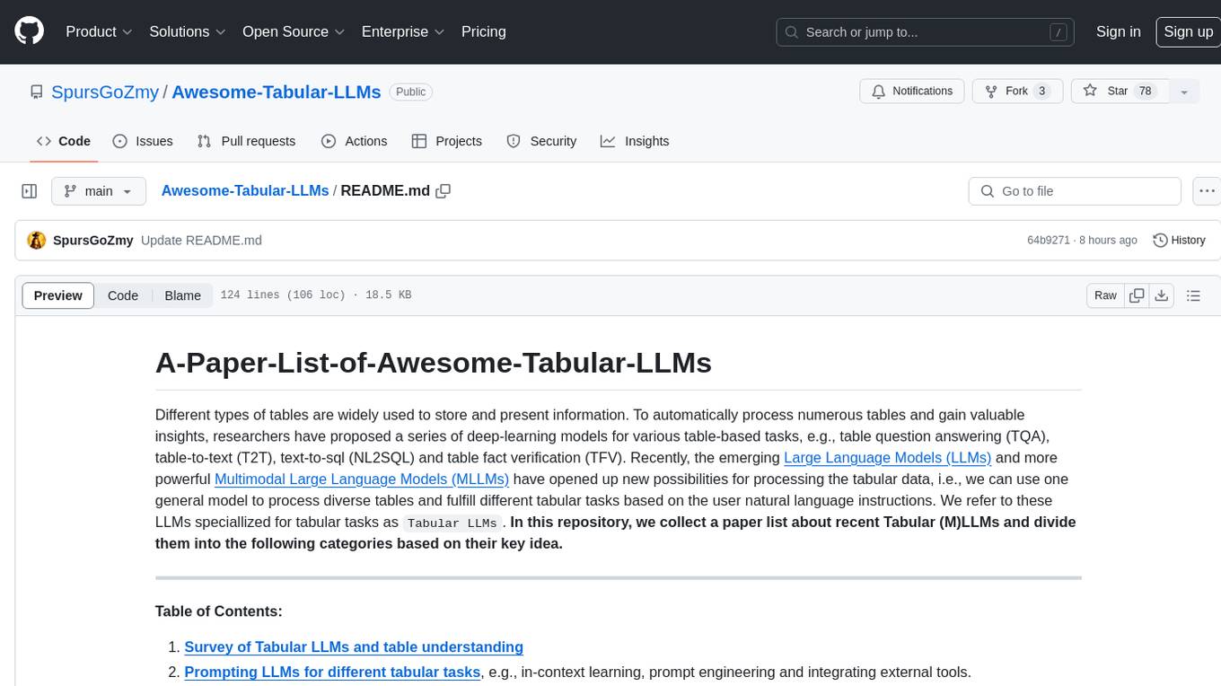 Awesome-Tabular-LLMs Screenshot