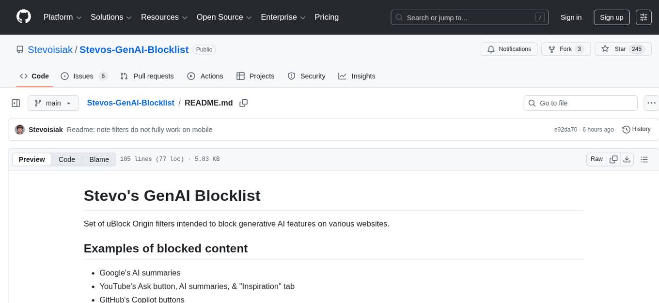 Stevos-GenAI-Blocklist Screenshot