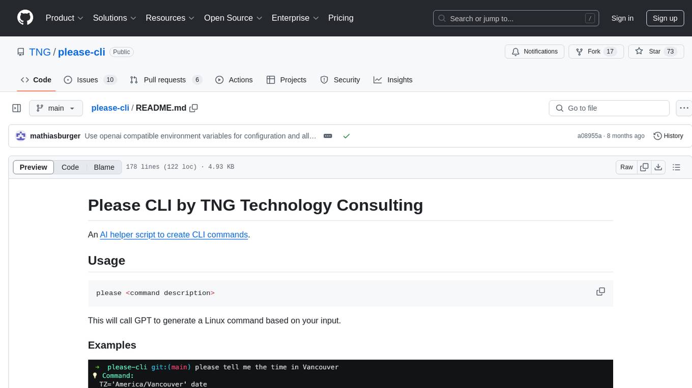 please-cli Screenshot