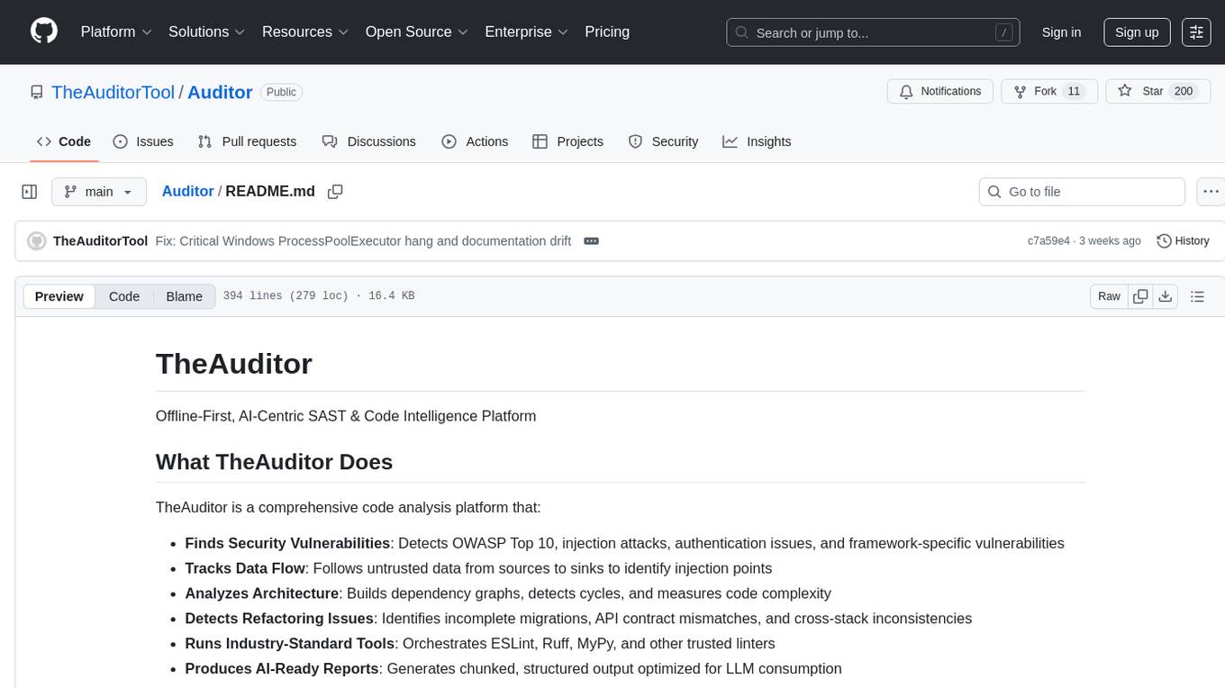 Auditor Screenshot
