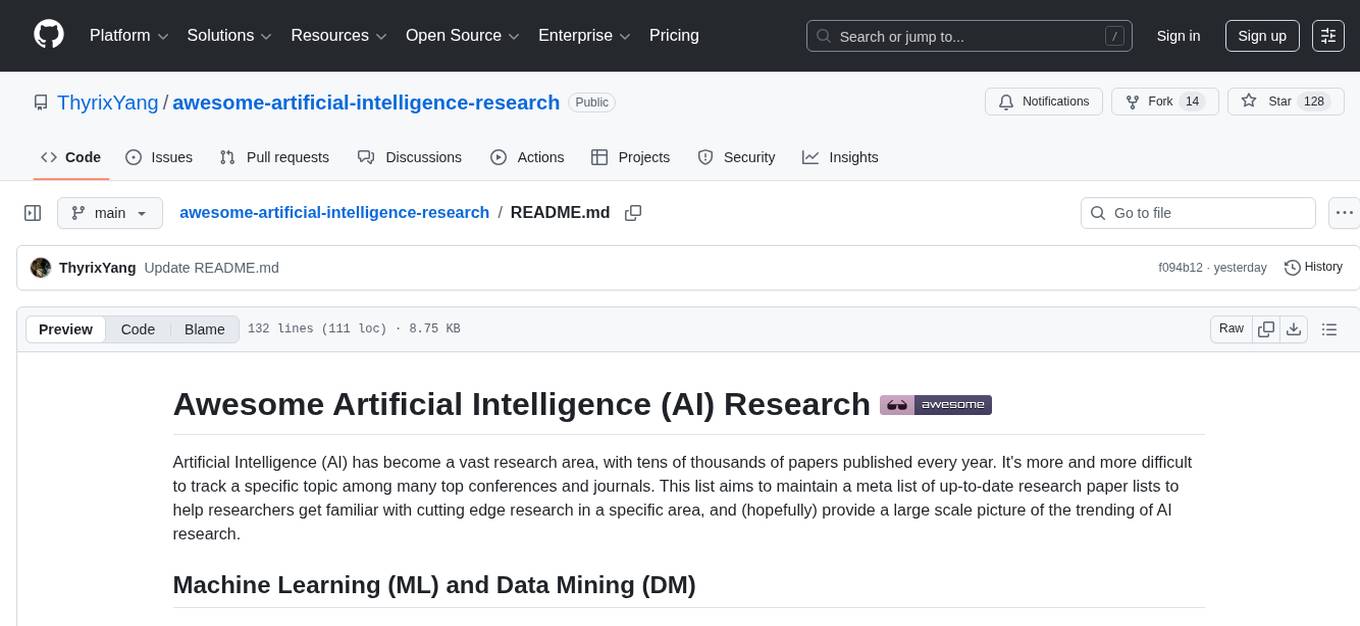 awesome-artificial-intelligence-research Screenshot