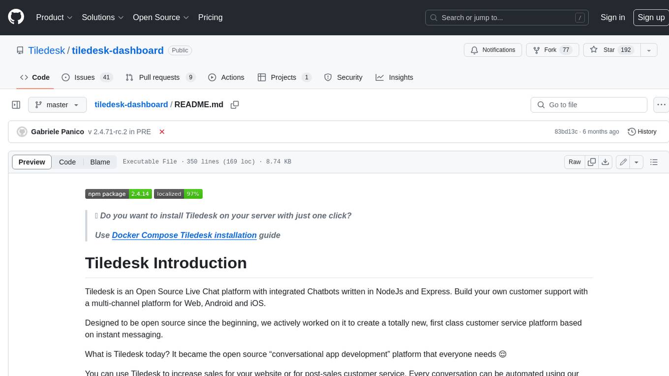 tiledesk-dashboard Screenshot