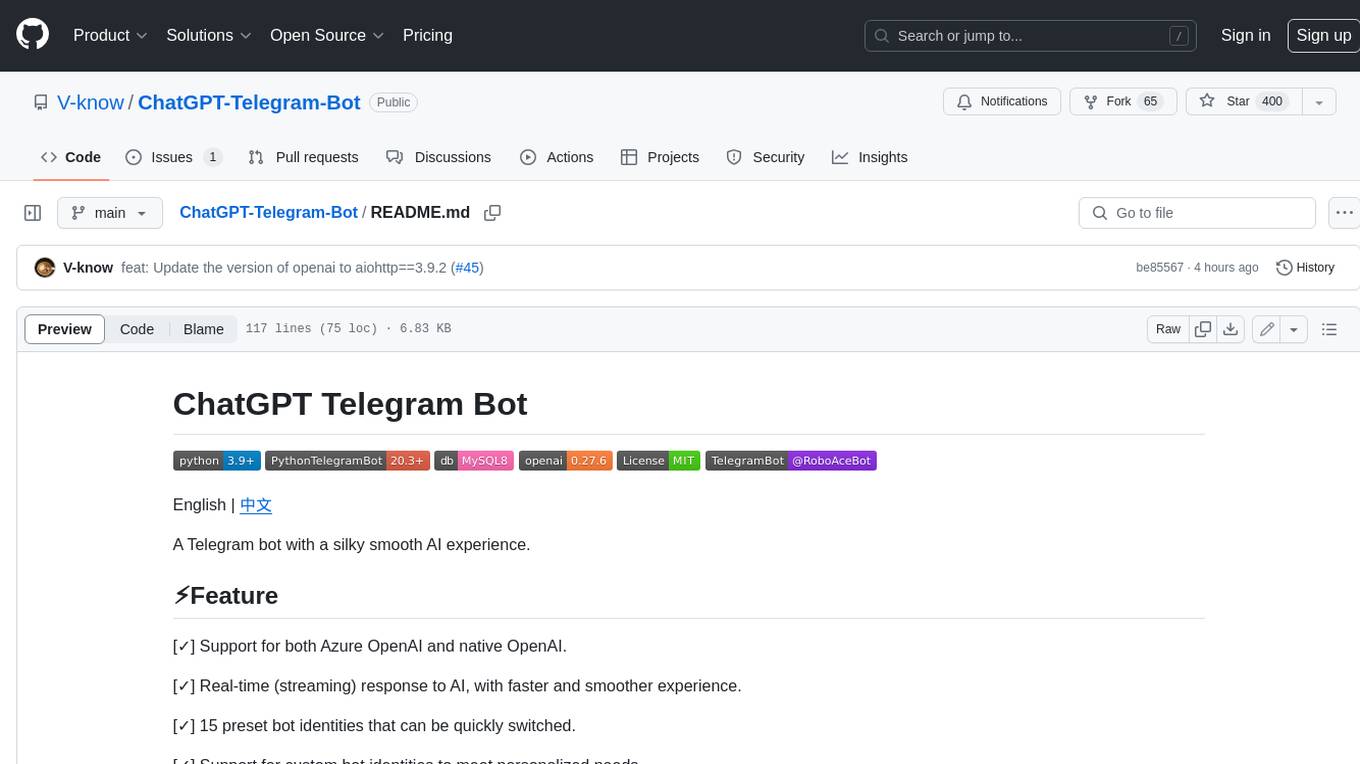 ChatGPT-Telegram-Bot Screenshot