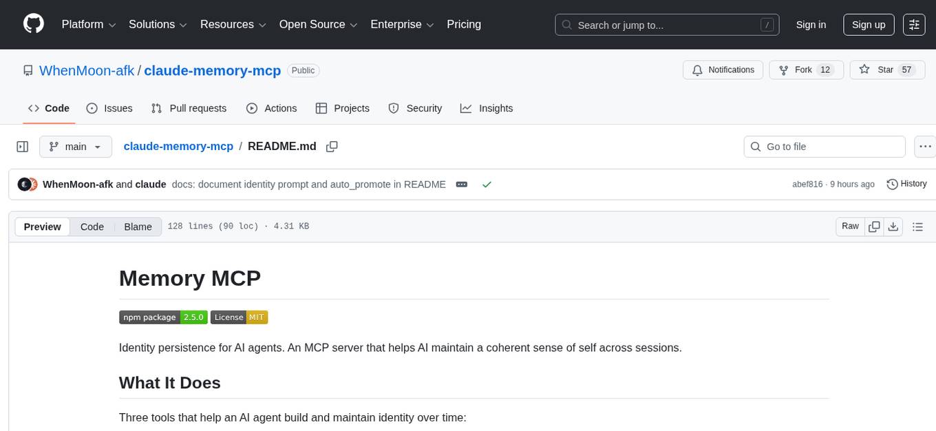 claude-memory-mcp Screenshot