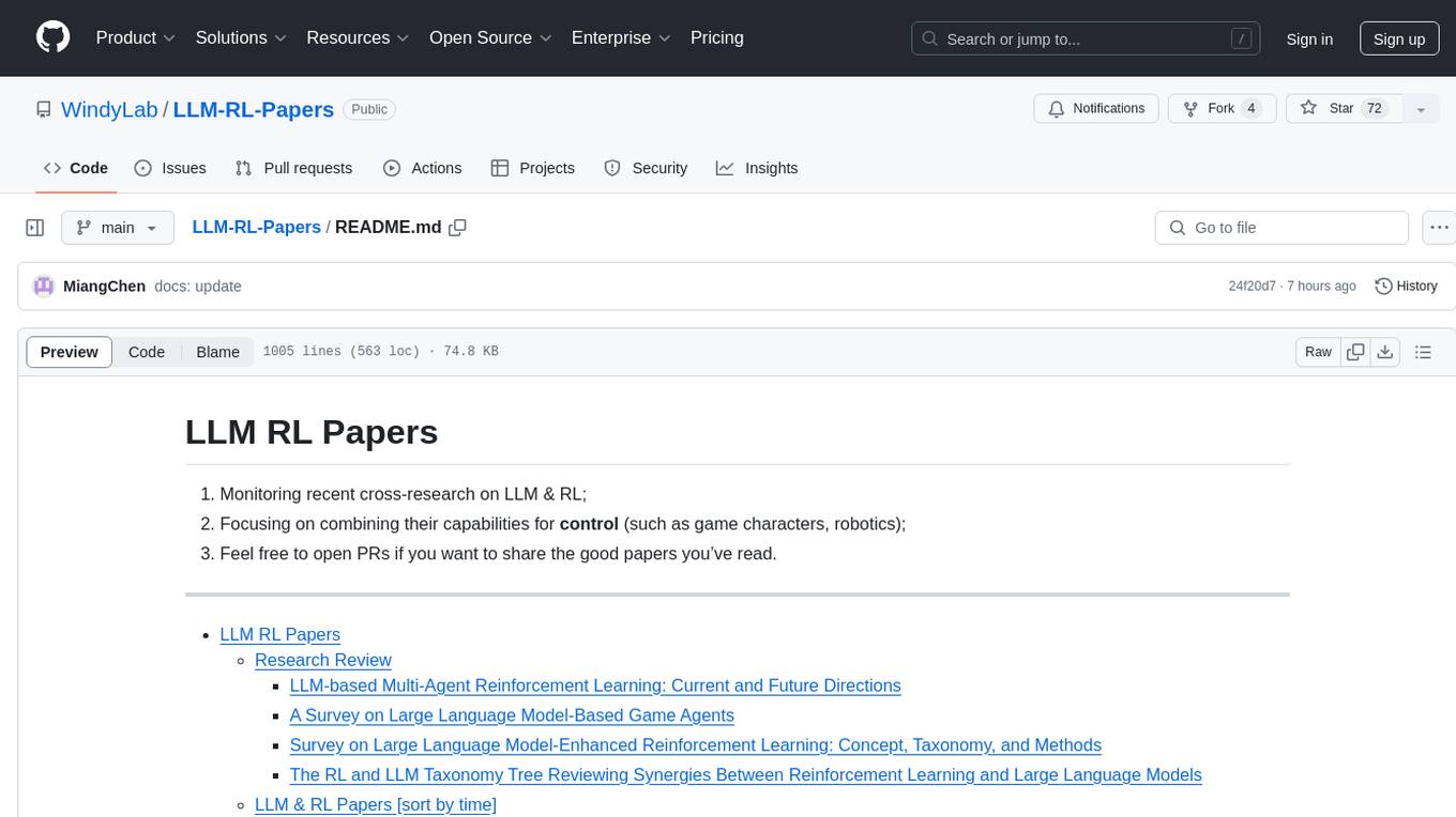 LLM-RL-Papers Screenshot