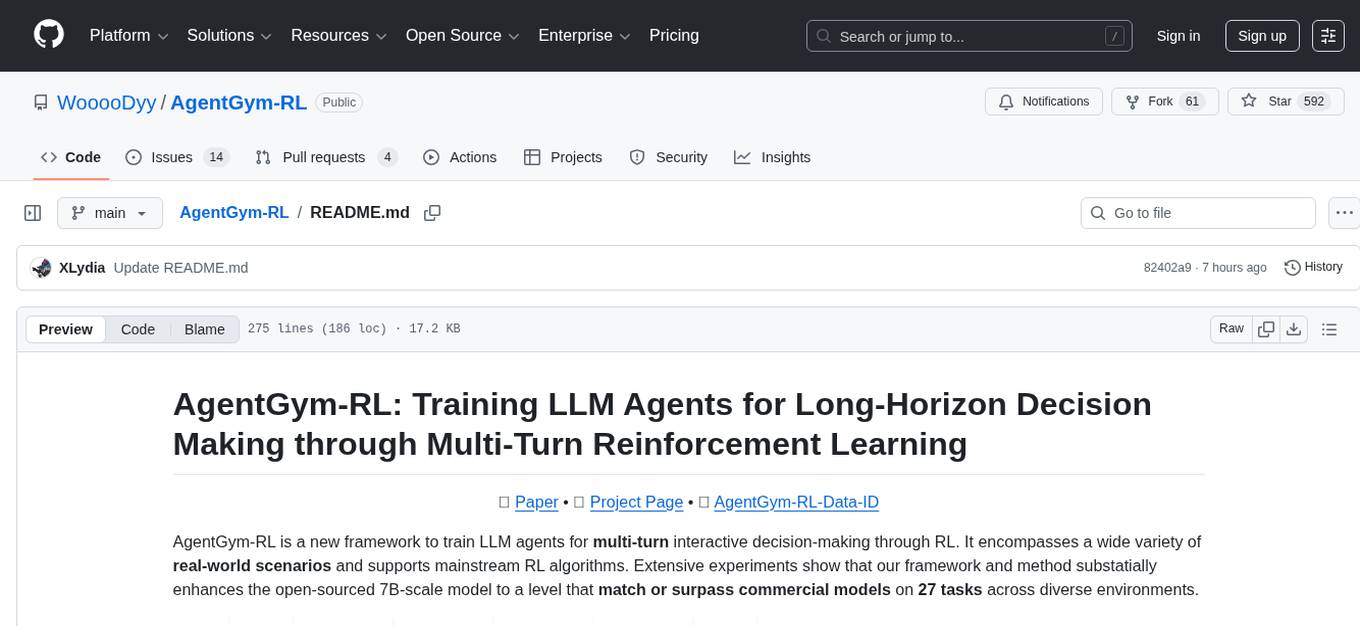 AgentGym-RL Screenshot