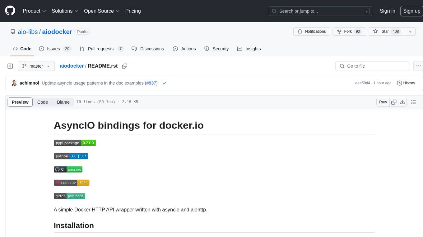 aiodocker Screenshot