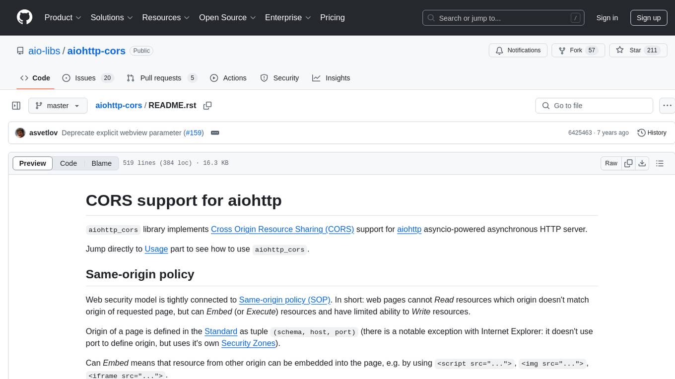 aiohttp-cors Screenshot