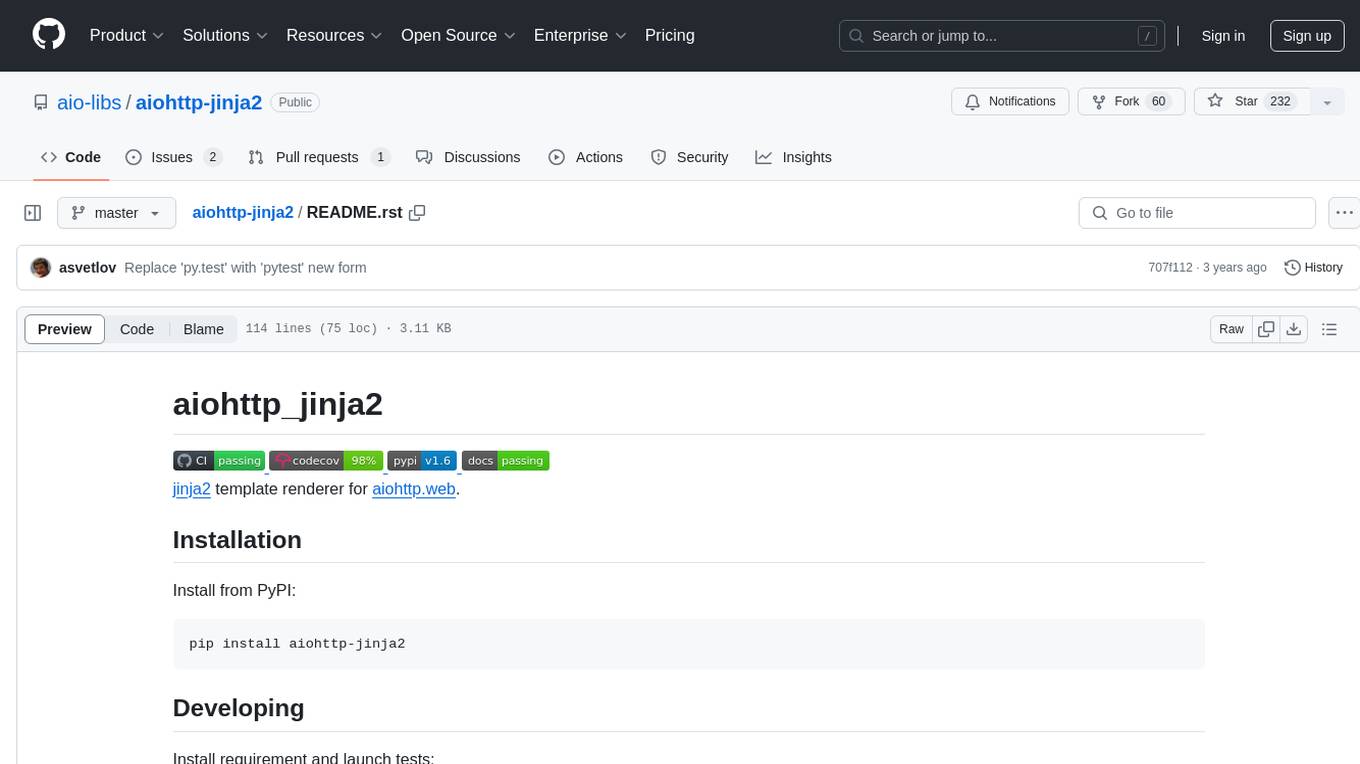 aiohttp-jinja2 Screenshot