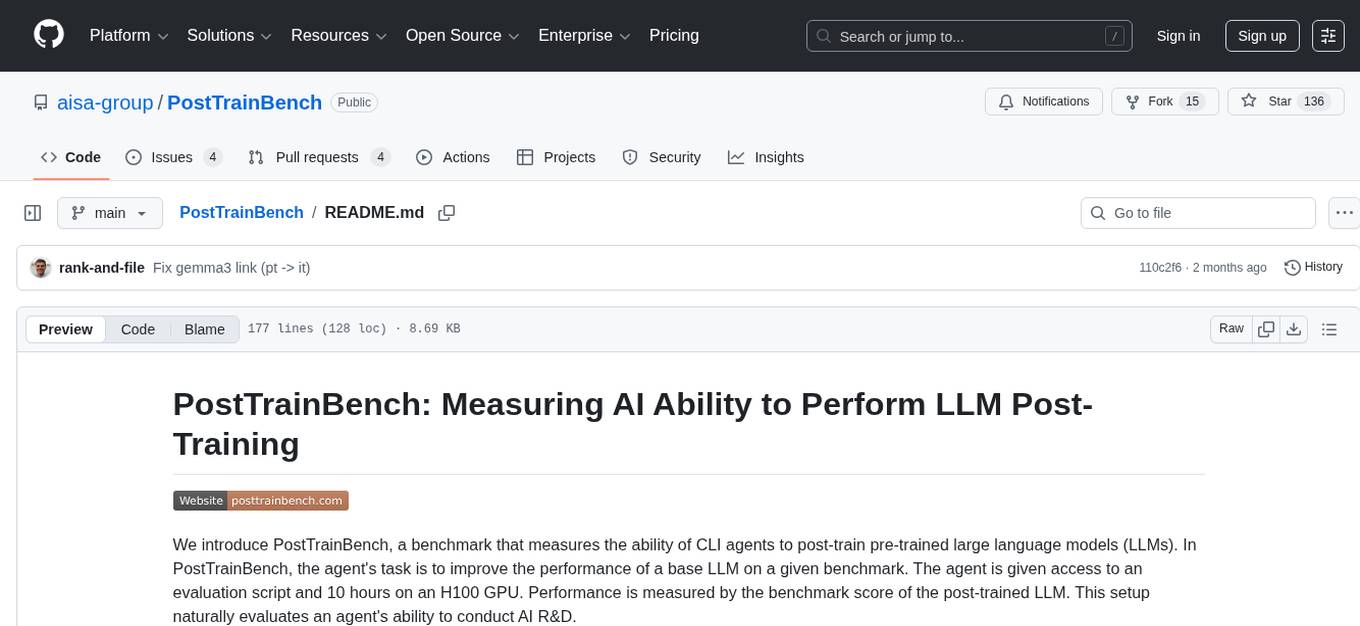 PostTrainBench Screenshot