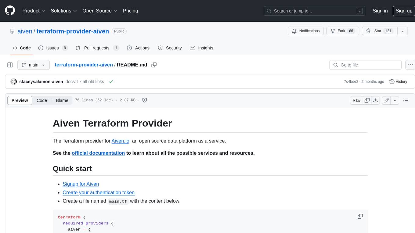 terraform-provider-aiven Screenshot