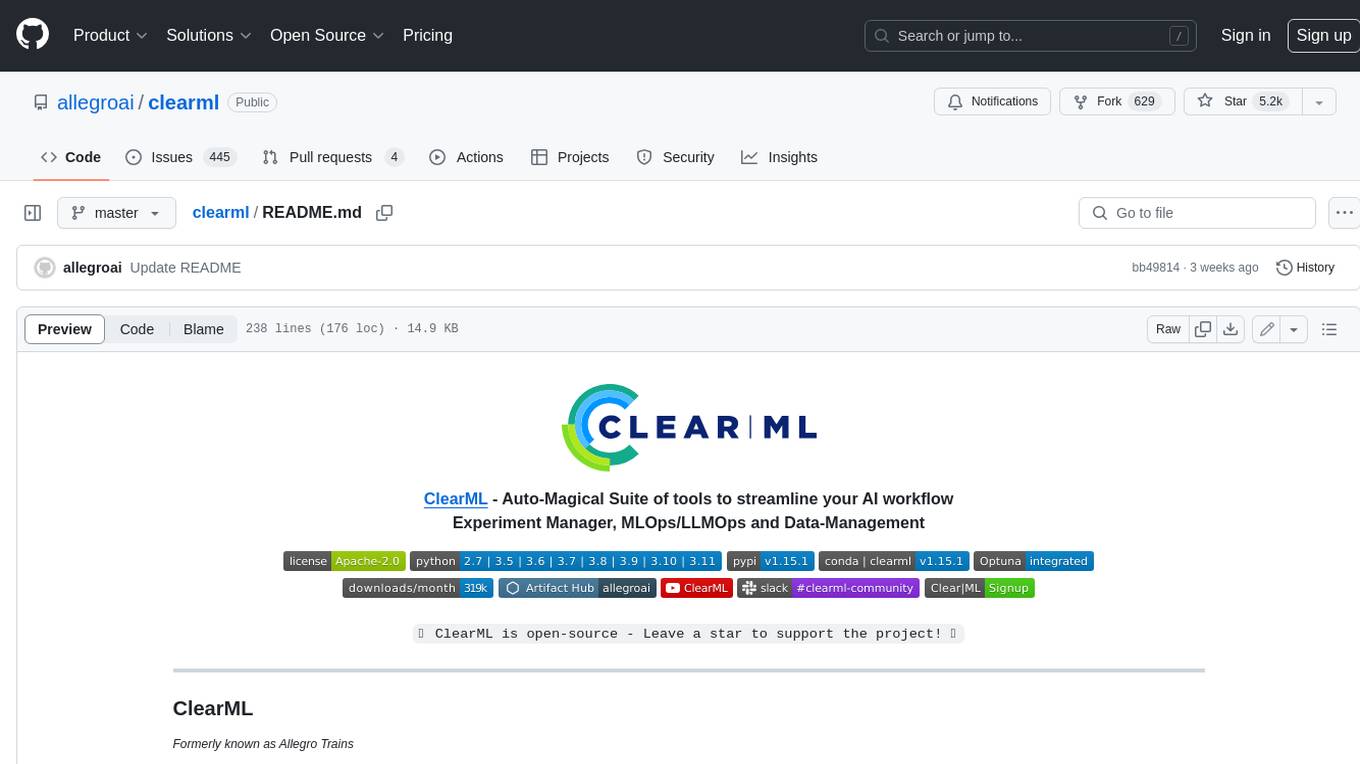 clearml Screenshot