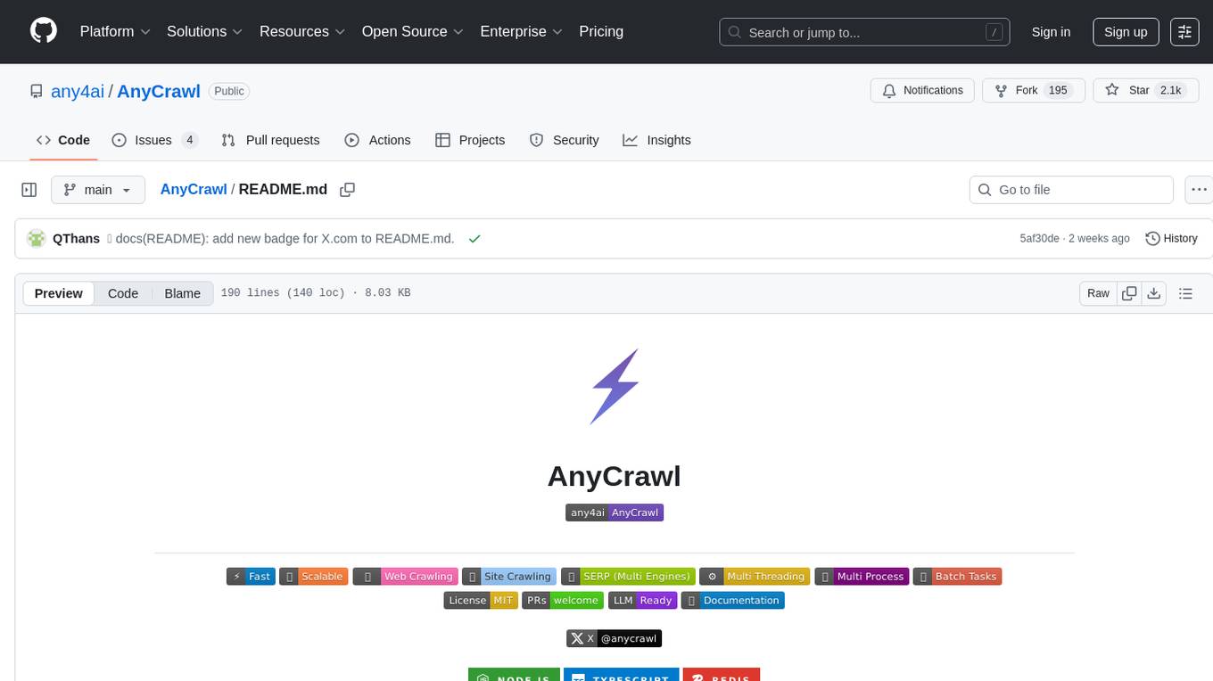AnyCrawl Screenshot