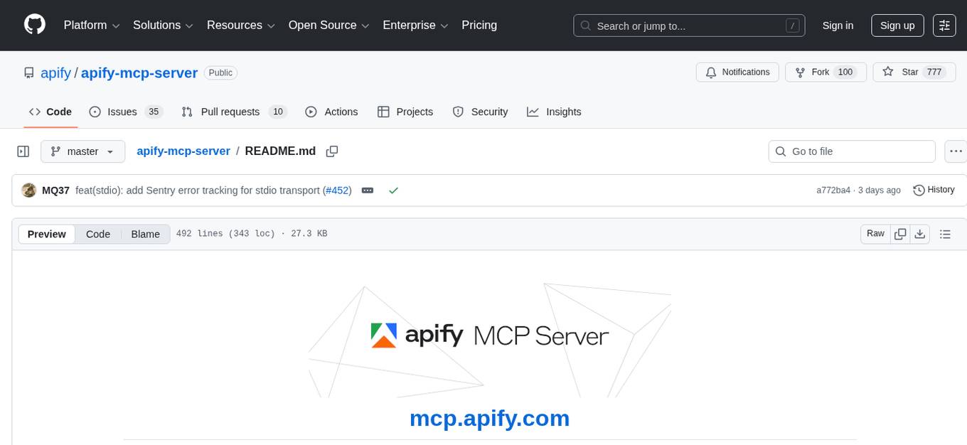 apify-mcp-server Screenshot
