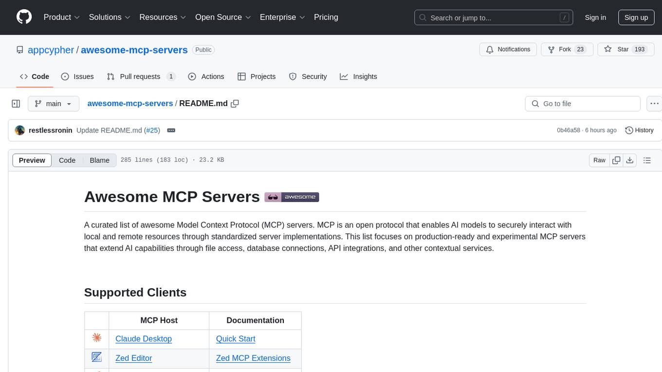 awesome-mcp-servers Screenshot